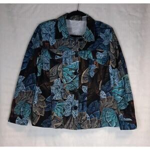 Draper's & Damon's Blazer Women's PL‎ Multicolor Pockets Floral Button Front